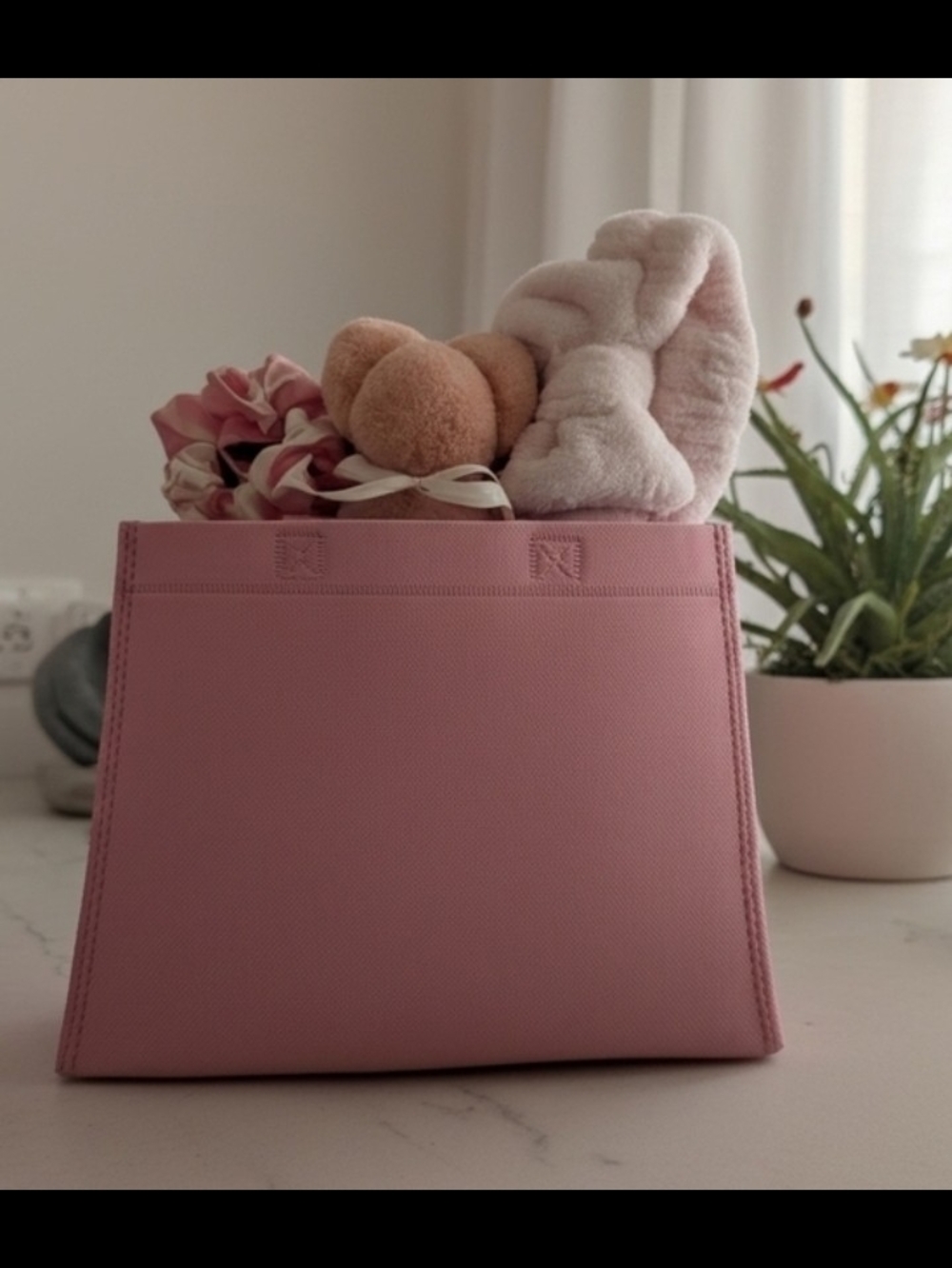 Spa Tote - Includes Teddy Bear Washcloth, Spa Headband & Pink Silk Scrunchie